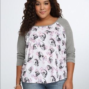 TORRID Skull Raglan Tee